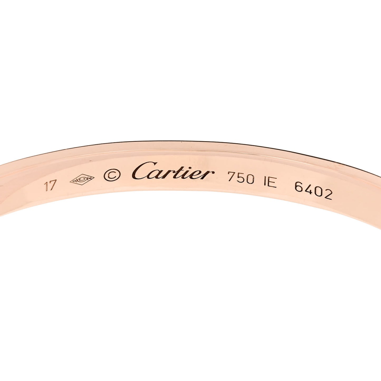 18K Pink Gold LOVE Cuff Bracelet 17