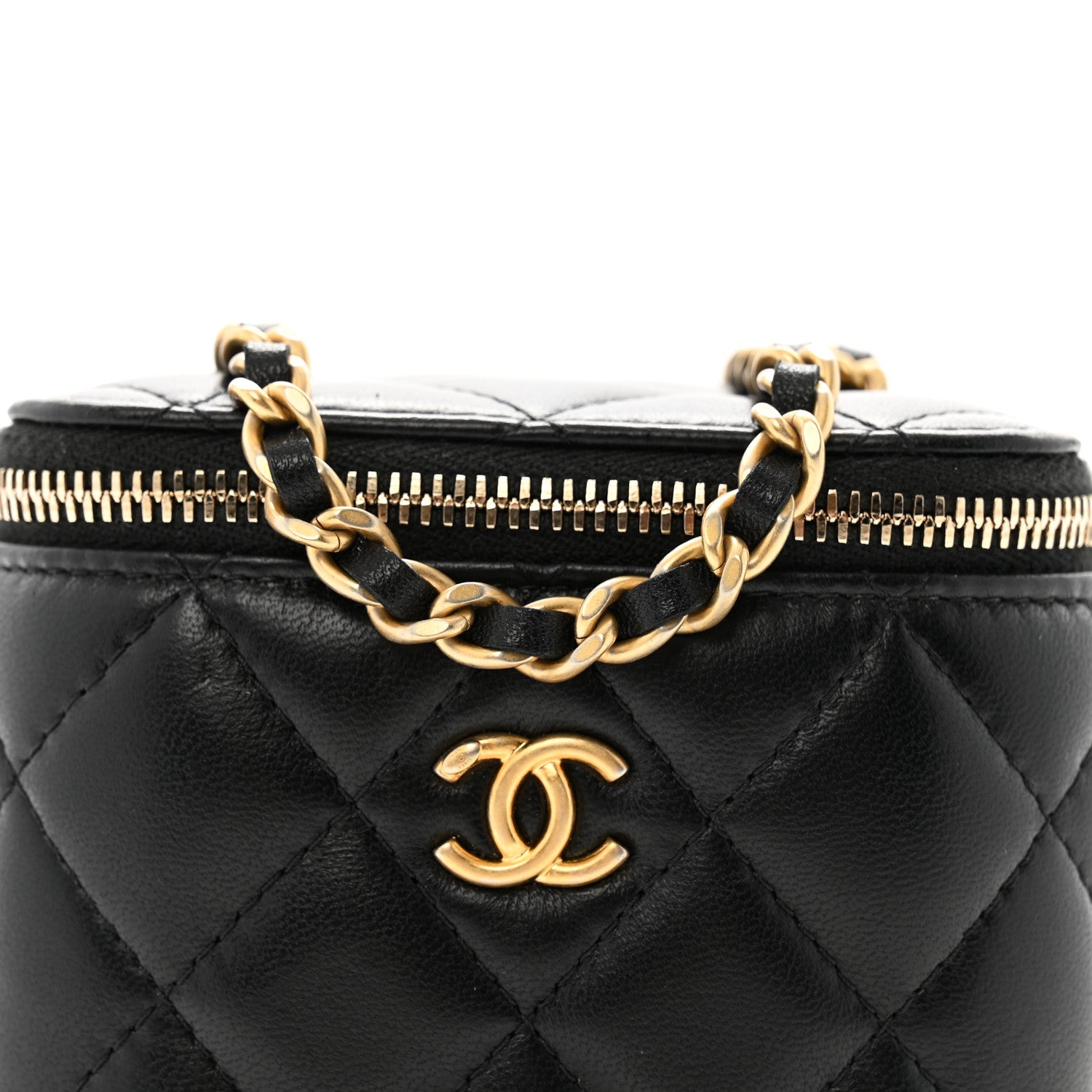 Chanel Lambskin Quilted Mini Pearl Crush Vanity Case With Chain