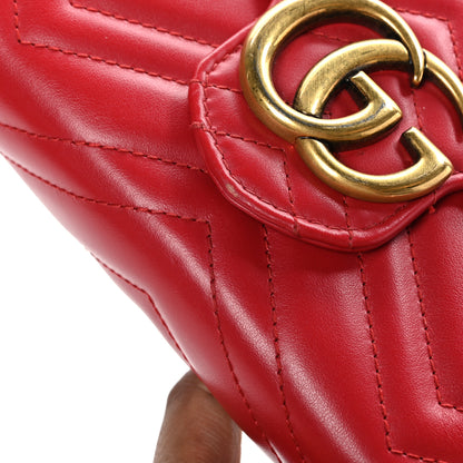 Gucci Calfskin Matelasse GG Marmont Chain Wallet Hibiscus Red 11 of 11