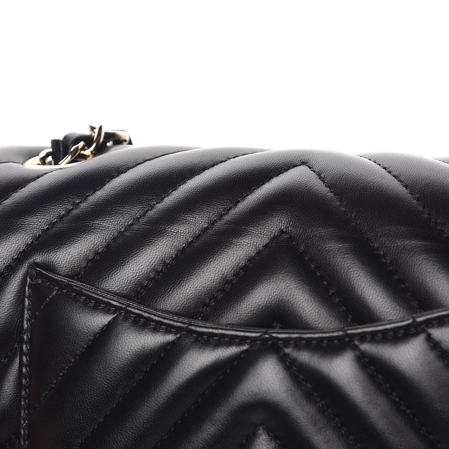 Lambskin Chevron Quilted Mini Rectangular Flap Black