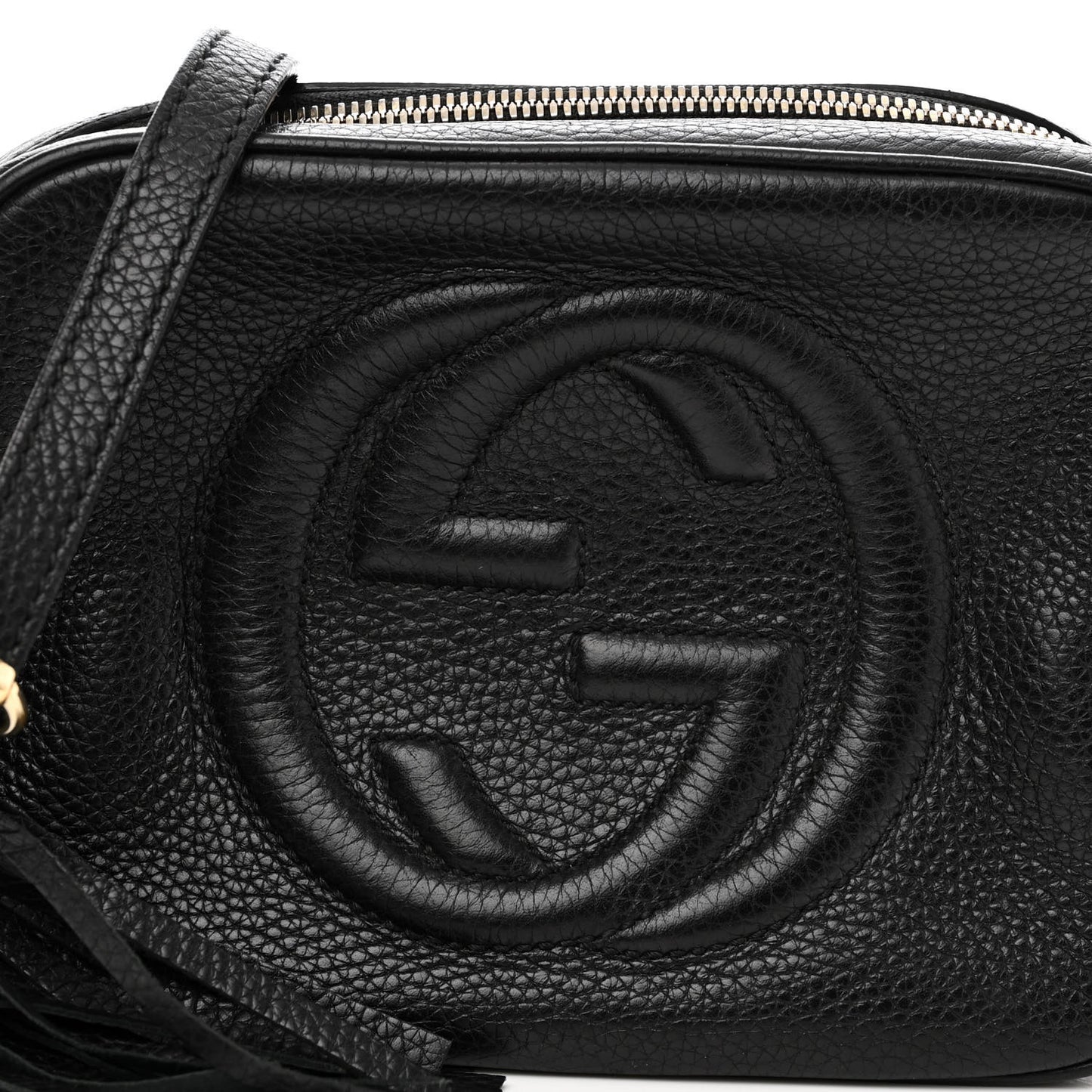 Pebbled Calfskin Small Soho Disco Bag Black