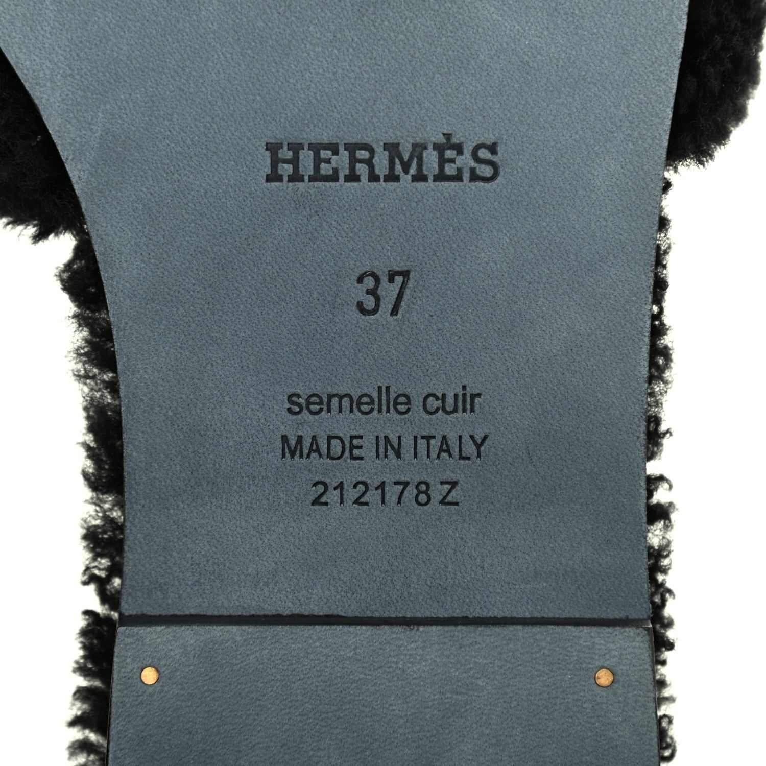 Hermes Woolskin Oran Sandals 37 Black 6 of 9