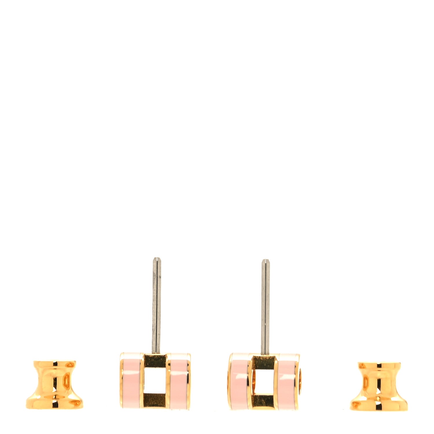 Hermes Gold Lacquered Mini Pop H Earrings Rose Sakura 3 of 5