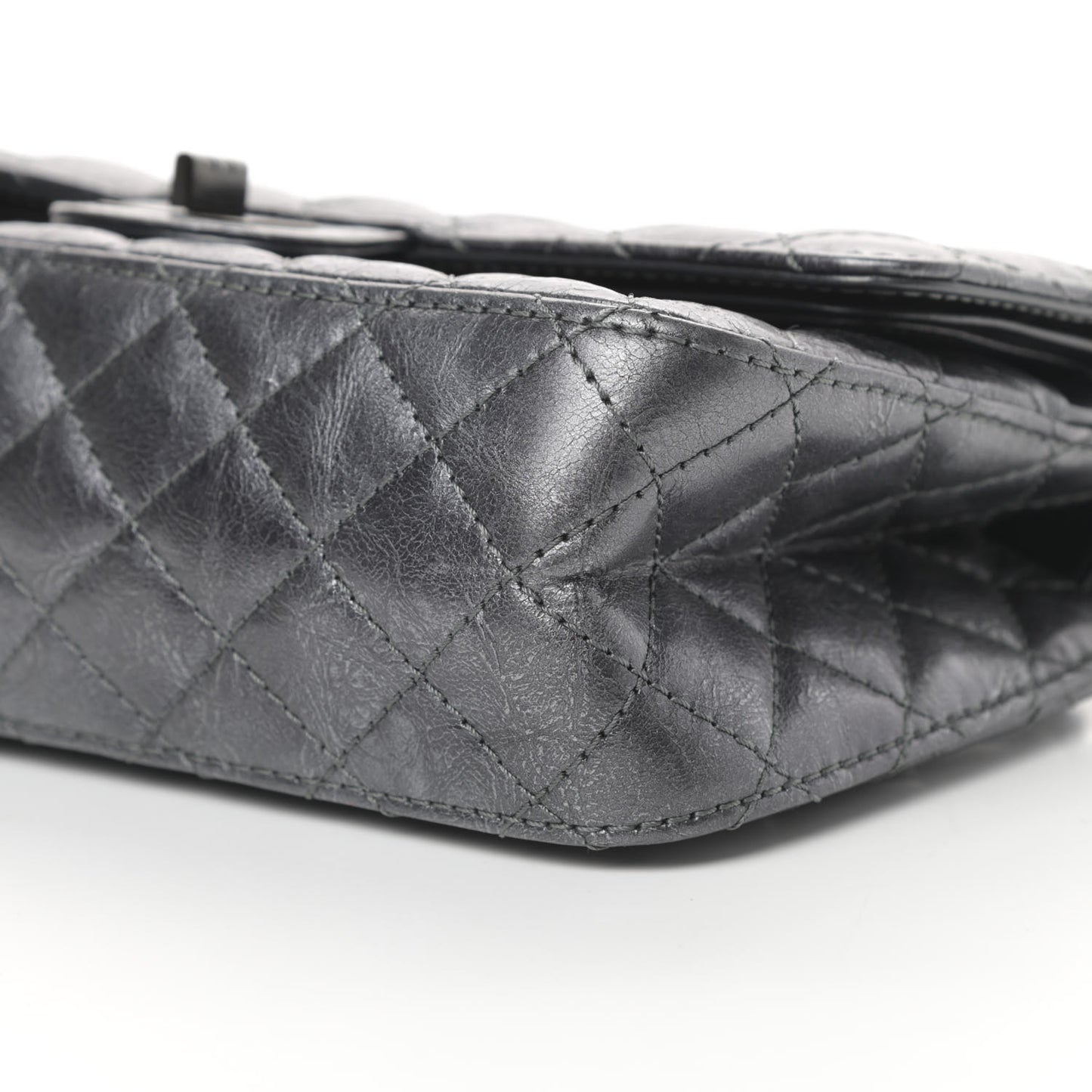 Metallic Aged Calfskin Quilted 2.55 Reissue 225 Flap Charcoal