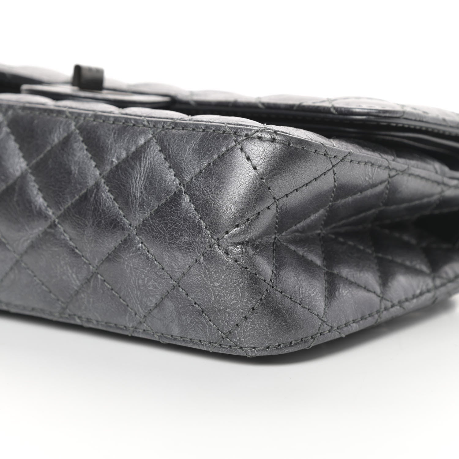 Chanel Metallic Aged Calfskin Quilted 2.55 Reissue 225 Flap Charcoal 10 of 13