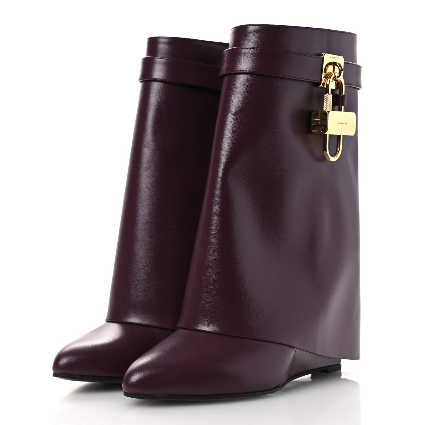 Calfskin Shark Lock Ankle Boots 40 Oxblood Red