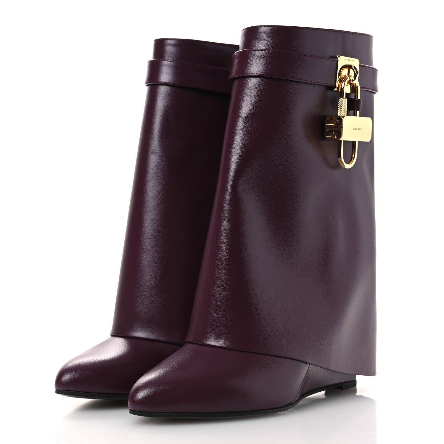 Givenchy Calfskin Shark Lock Ankle Boots 40 Oxblood Red 4 of 12