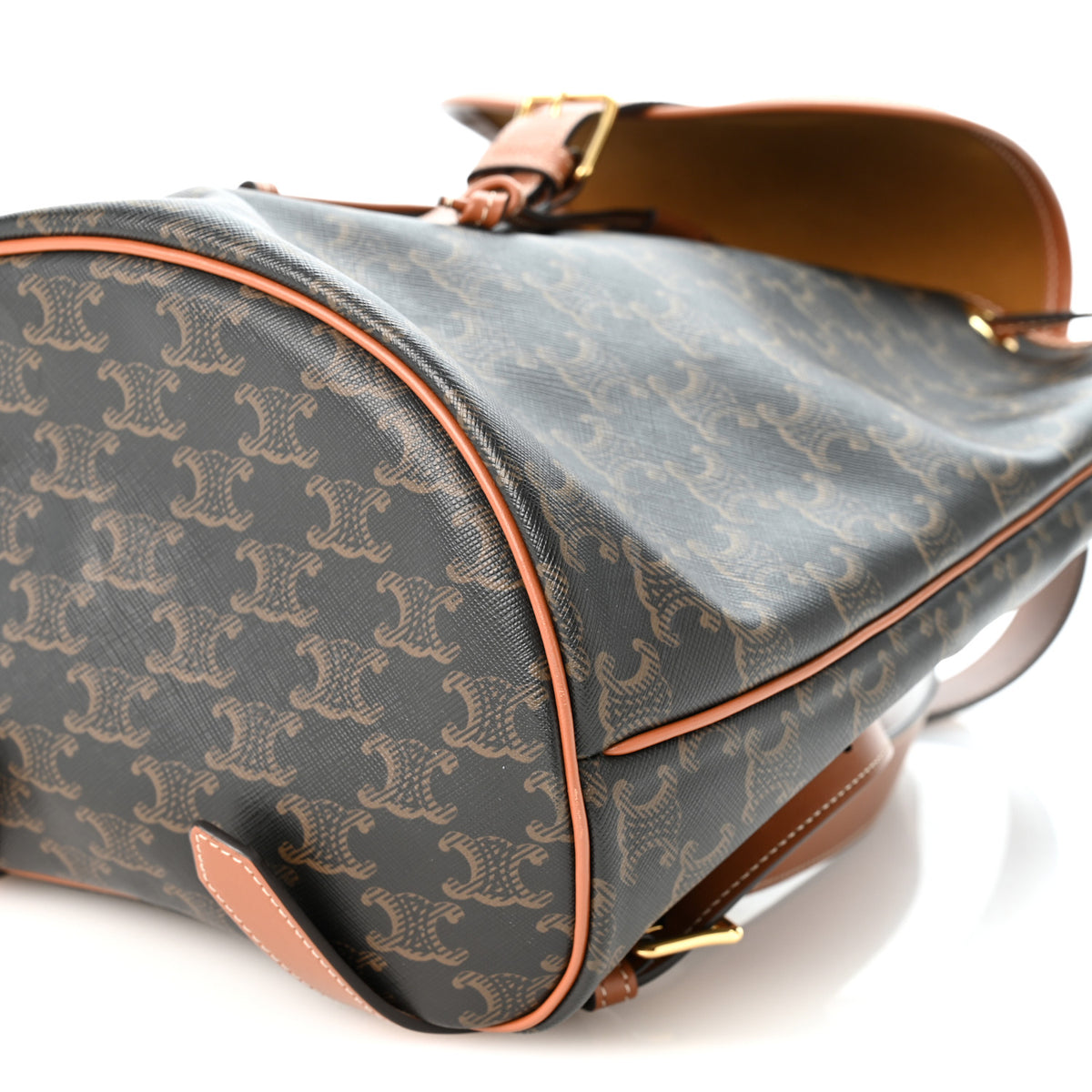 Celine Triomphe Canvas Calfskin Folco Backpack Tan 9 of 9