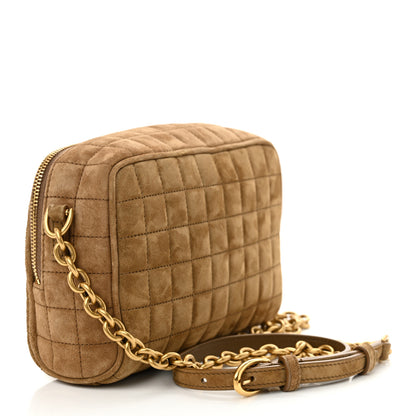 Saint Laurent Suede Calfskin Mini Quilted Monogram Camera Bag Golden Leaf 3 of 10