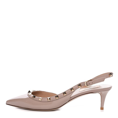 Valentino Garavani Patent Rockstud Half D'Orsay Slingback 50mm Pumps 39 Poudre 1 of 10