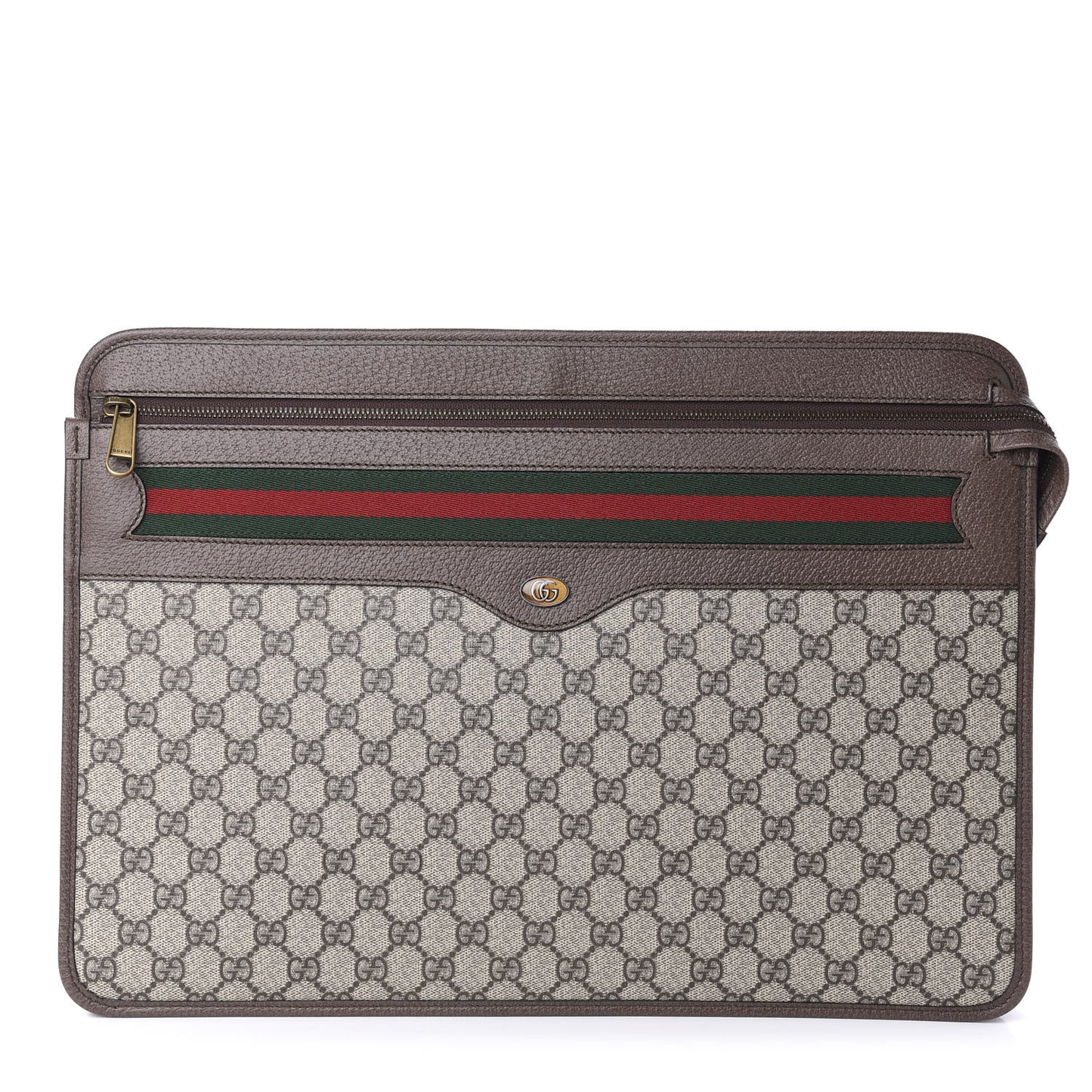 GG Supreme Monogram Textured Calfskin Web Ophidia Documents Holder Beige Ebony New Acero