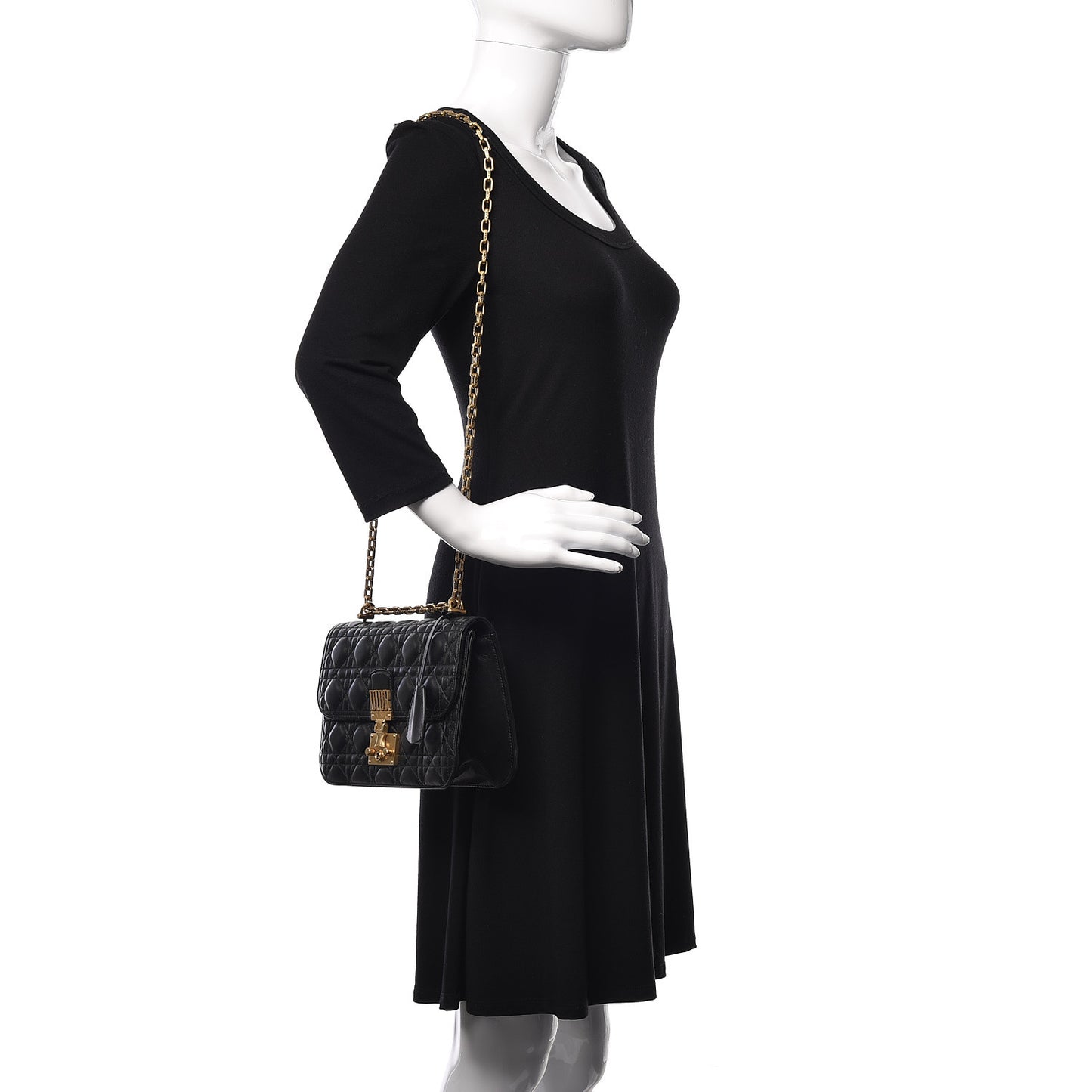 Lambskin Cannage Large Dioraddict Flap Bag Black