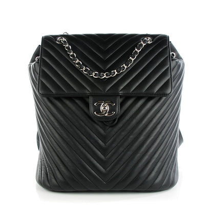 Chanel Calfskin Chevron Quilted Large Urban Spirit Backpack Black 1 of 9