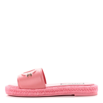 Chanel Lambskin Espadrille Mule Sandals 38 Pink 1 of 8