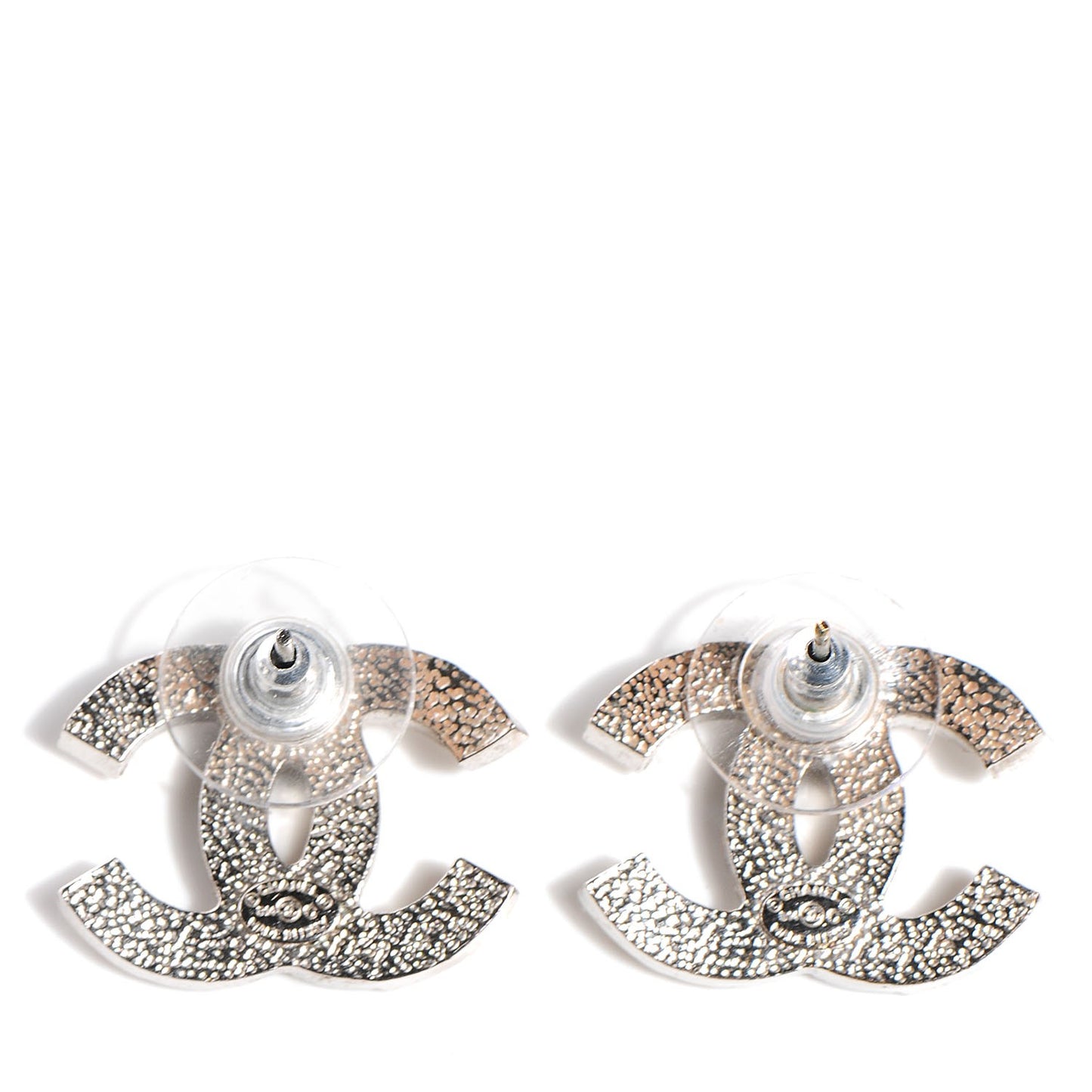 Baguette Crystal CC Earrings Silver