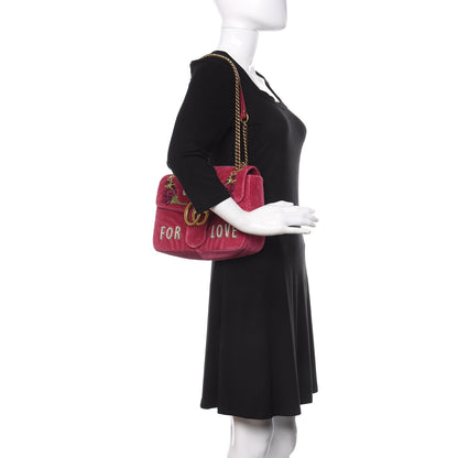 Gucci Velvet Matelasse Blind for Love Embroidered Medium GG Marmont Shoulder Bag Light Raspberry Rose Multicolor 2 of 9