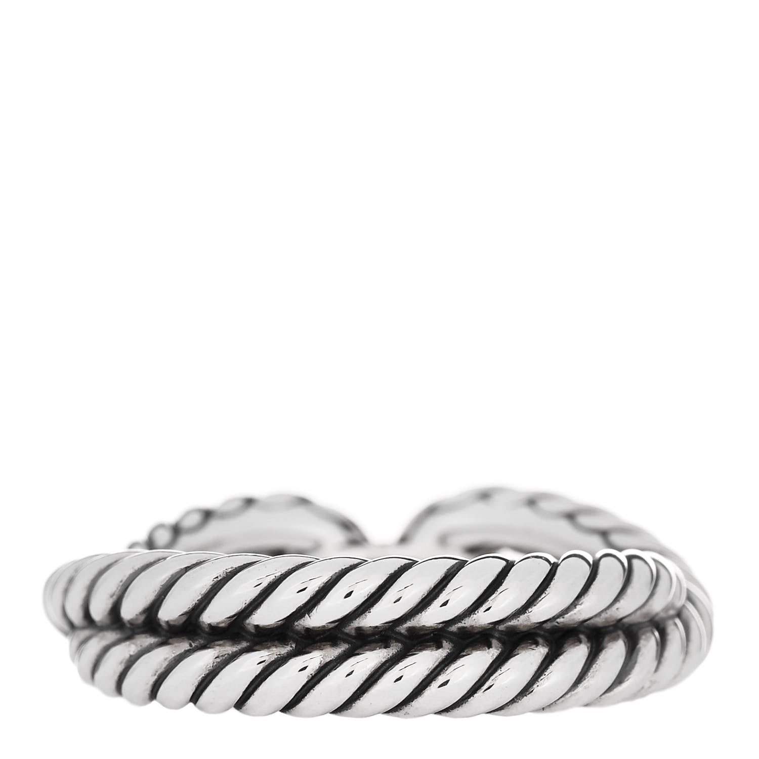 David Yurman Sterling Silver 18K Yellow Gold Cable Loop Ring 54 6.75 3 of 4