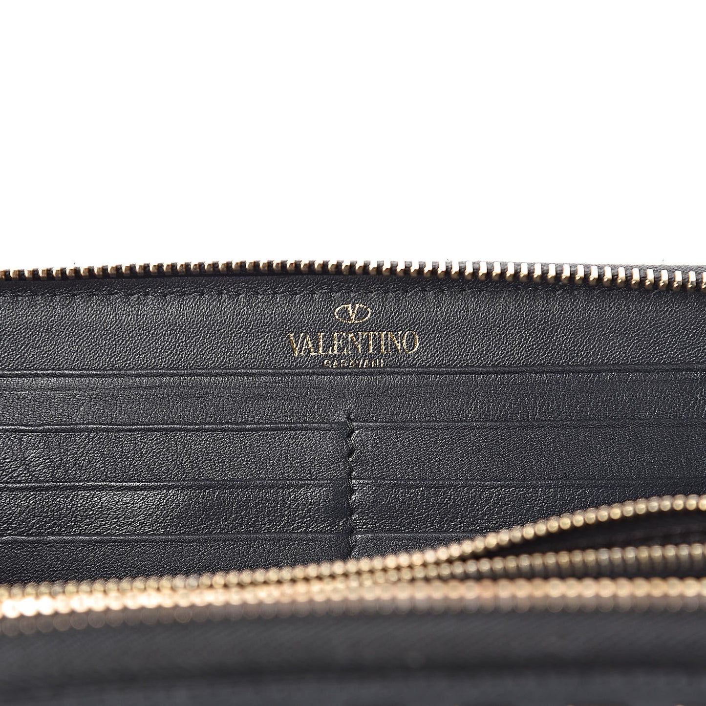 Calfskin Rockstud Zip Around Wallet Grey