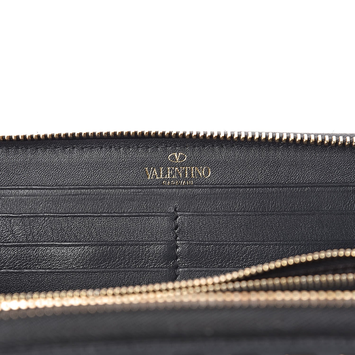 Valentino Garavani Calfskin Rockstud Zip Around Wallet Grey 6 of 7