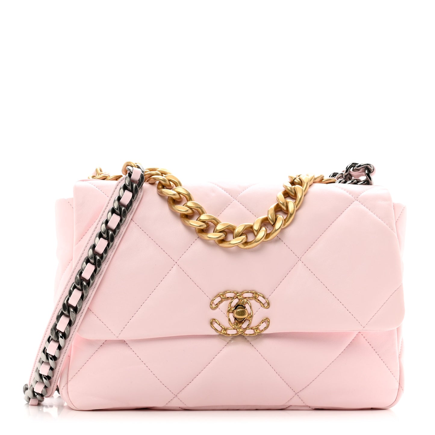 Lambskin Quilted Large Chanel 19 Flap Light Pink