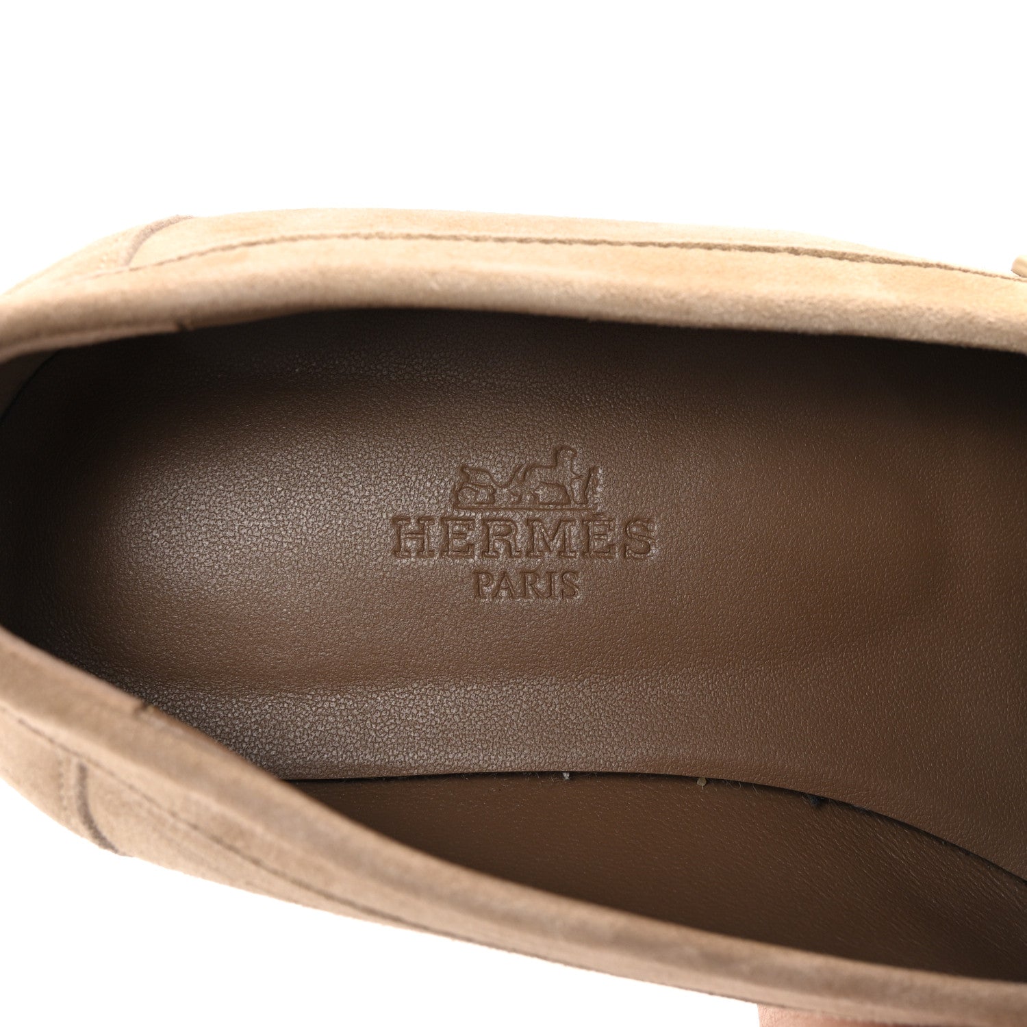 Hermes Suede Goatskin Womens Faubourg Loafers 36 Beige Argile 8 of 10