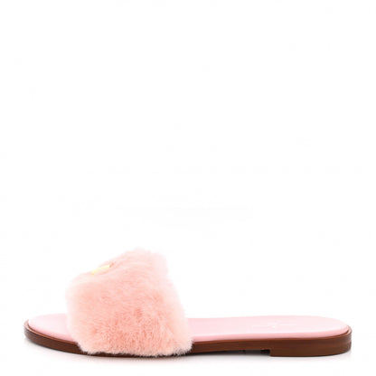 Louis Vuitton Mink Fur Lock It Flat Mule 37.5 Rose 1 of 9