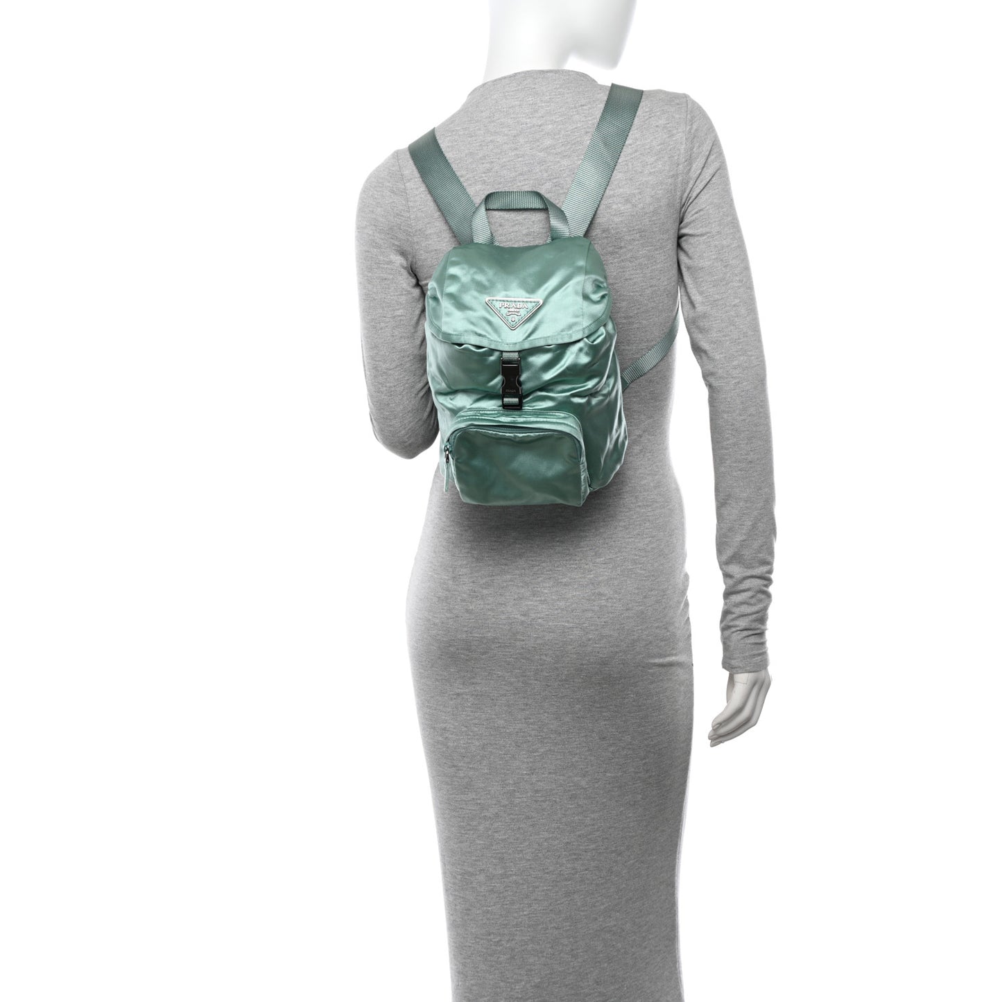 Satin Single Snap Buckle Backpack Menta