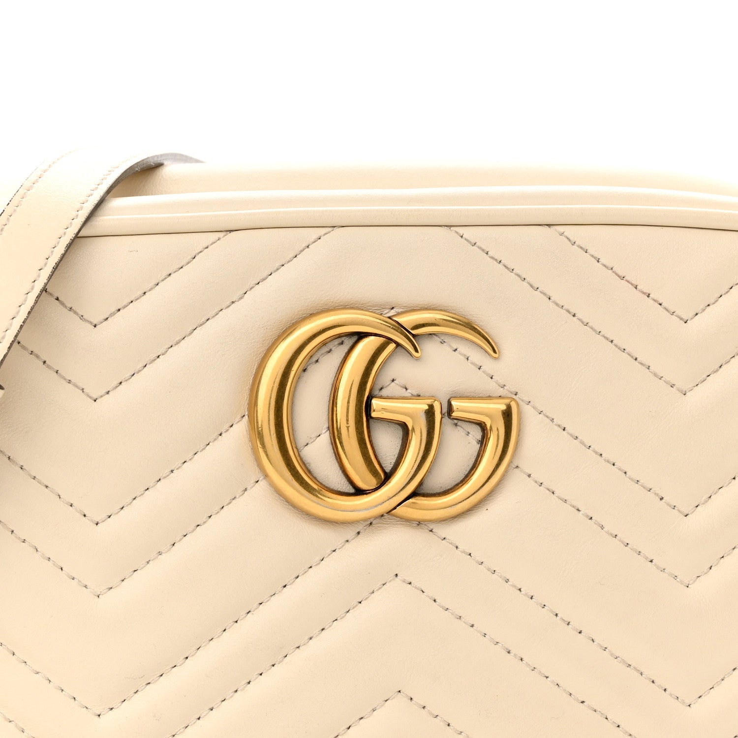 Gucci Calfskin Matelasse Small GG Marmont Chain Shoulder Bag White 8 of 15