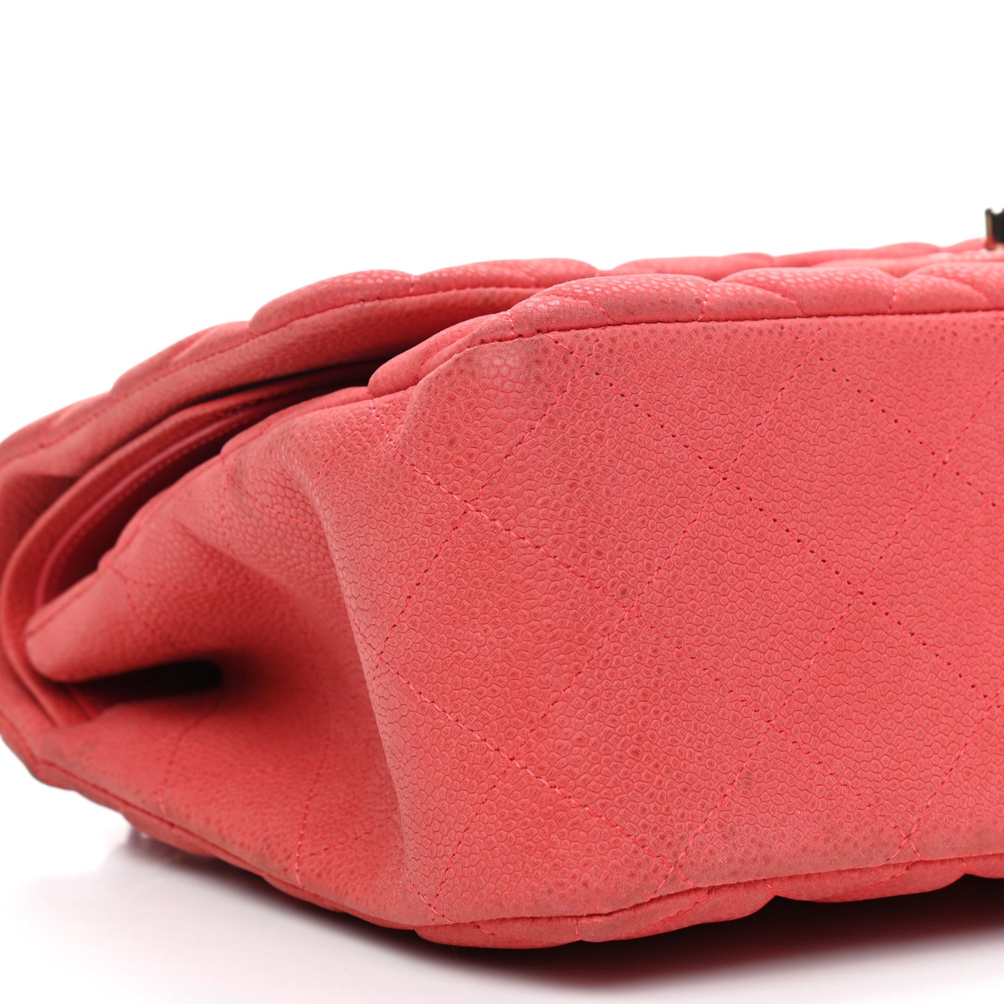 Iridescent Caviar Quilted Jumbo Double Flap Red