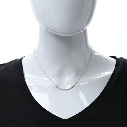 Tiffany 18K Yellow Gold Diamond Small T Smile Pendant Necklace 2 of 5