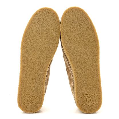 Chanel Suede Quilted CC Platform Espadrilles 39 Beige Black 6 of 10