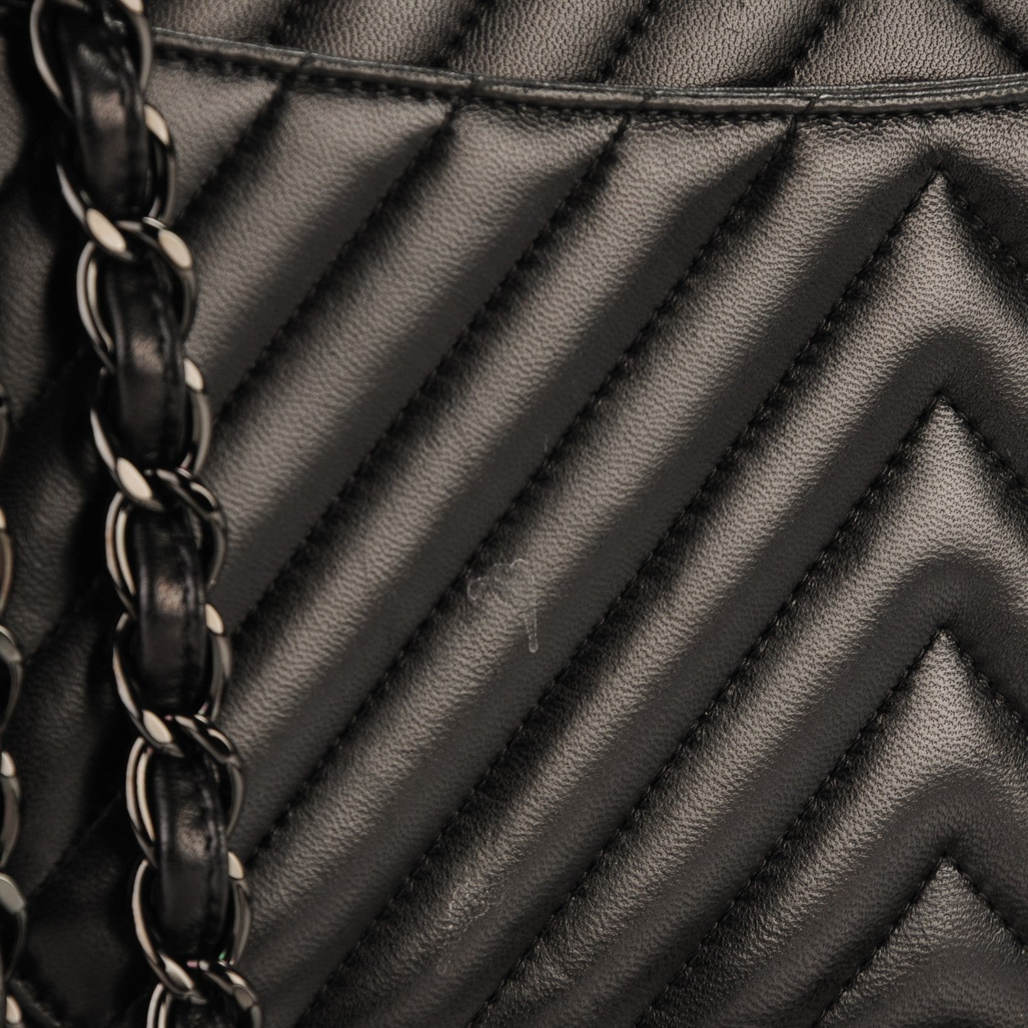 Chanel Lambskin Chevron Quilted Jumbo Double Flap So Black 8 of 10