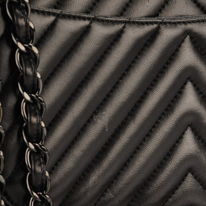 Chanel Lambskin Chevron Quilted Jumbo Double Flap So Black 8 of 10