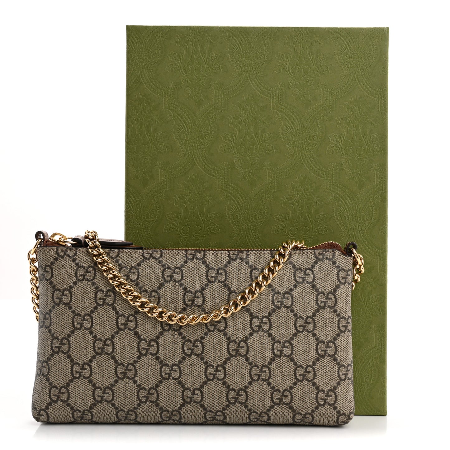 GG Supreme Monogram Wrist Wallet  Brown