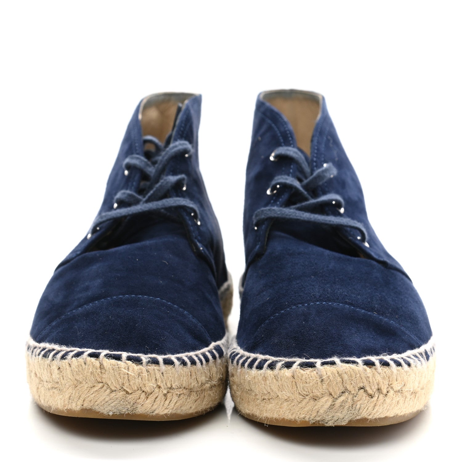 Chanel Suede Lace Up Espadrilles 42 Dark Navy Blue 2 of 13