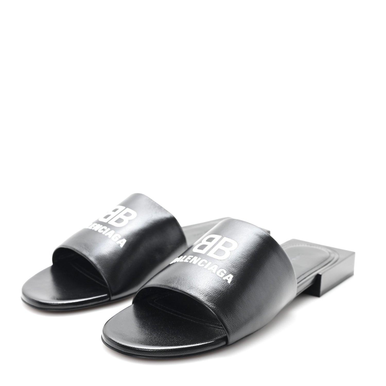 Balenciaga Nappa Soft Box Flat Sandals 36 Black White 4 of 10