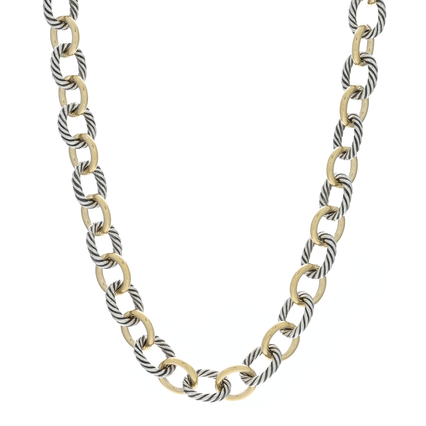 Sterling Silver 18K Yellow Gold 12mm Large Oval Link Necklace