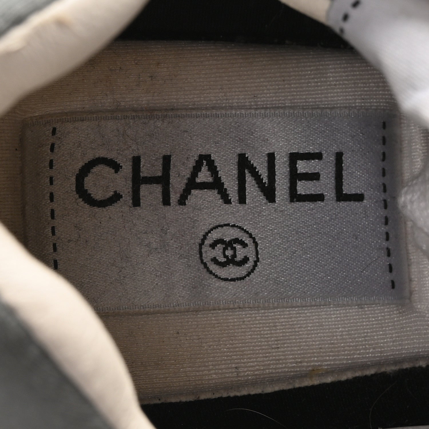 Chanel Fabric Suede Calfskin Quilted CC Sneakers 37 Dark Grey