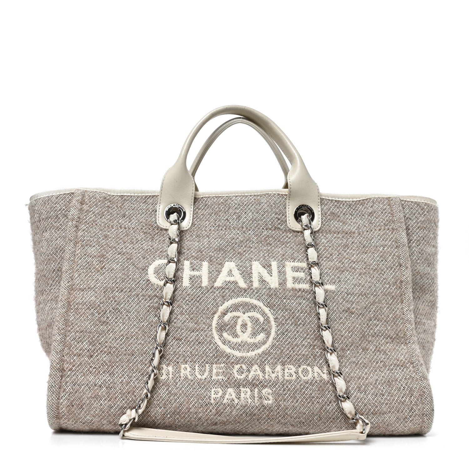 Chanel Mixed Fibers Calfskin Medium Deauville Tote Beige 1 of 10