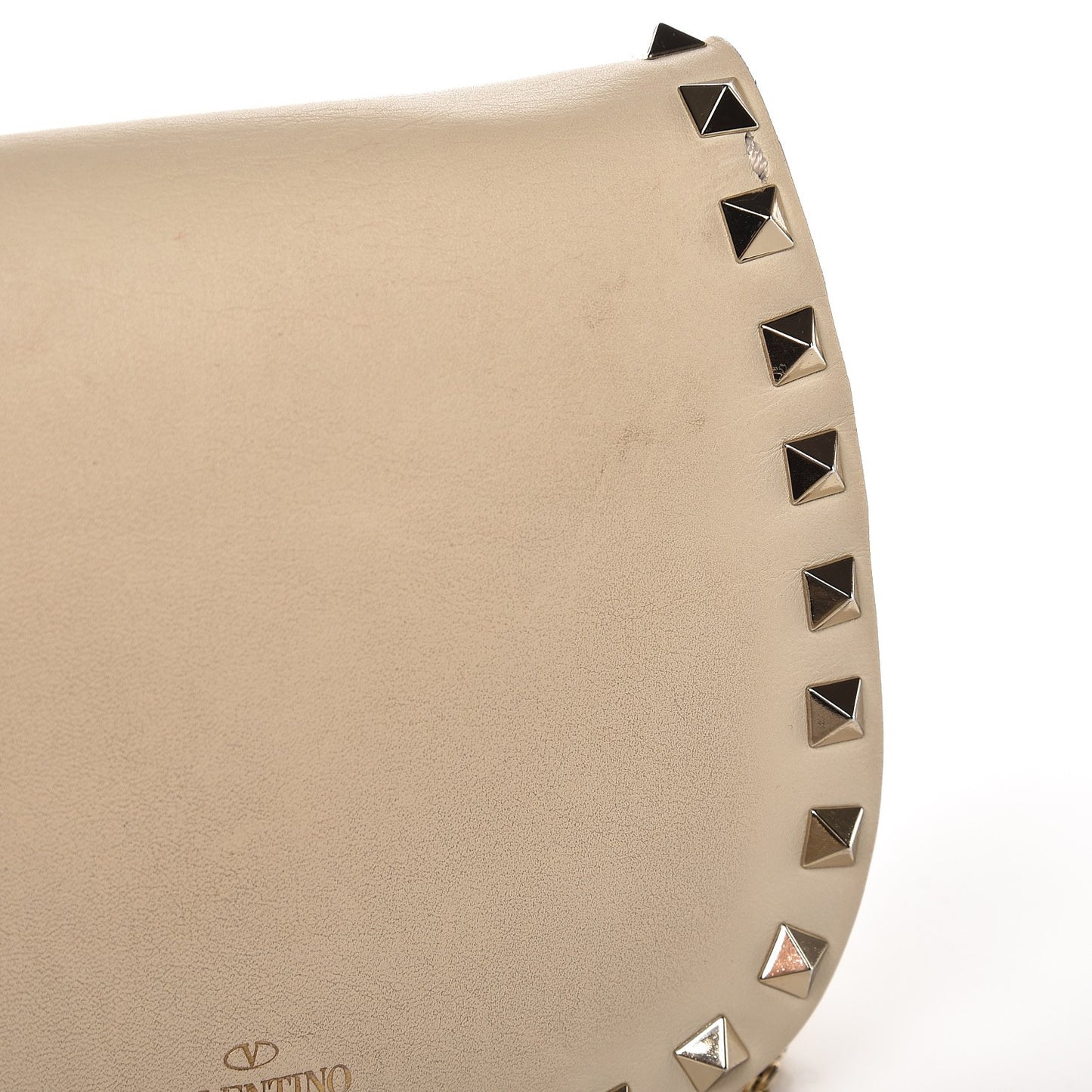 Vitello Rockstud Crossbody Saddle Bag Ivory