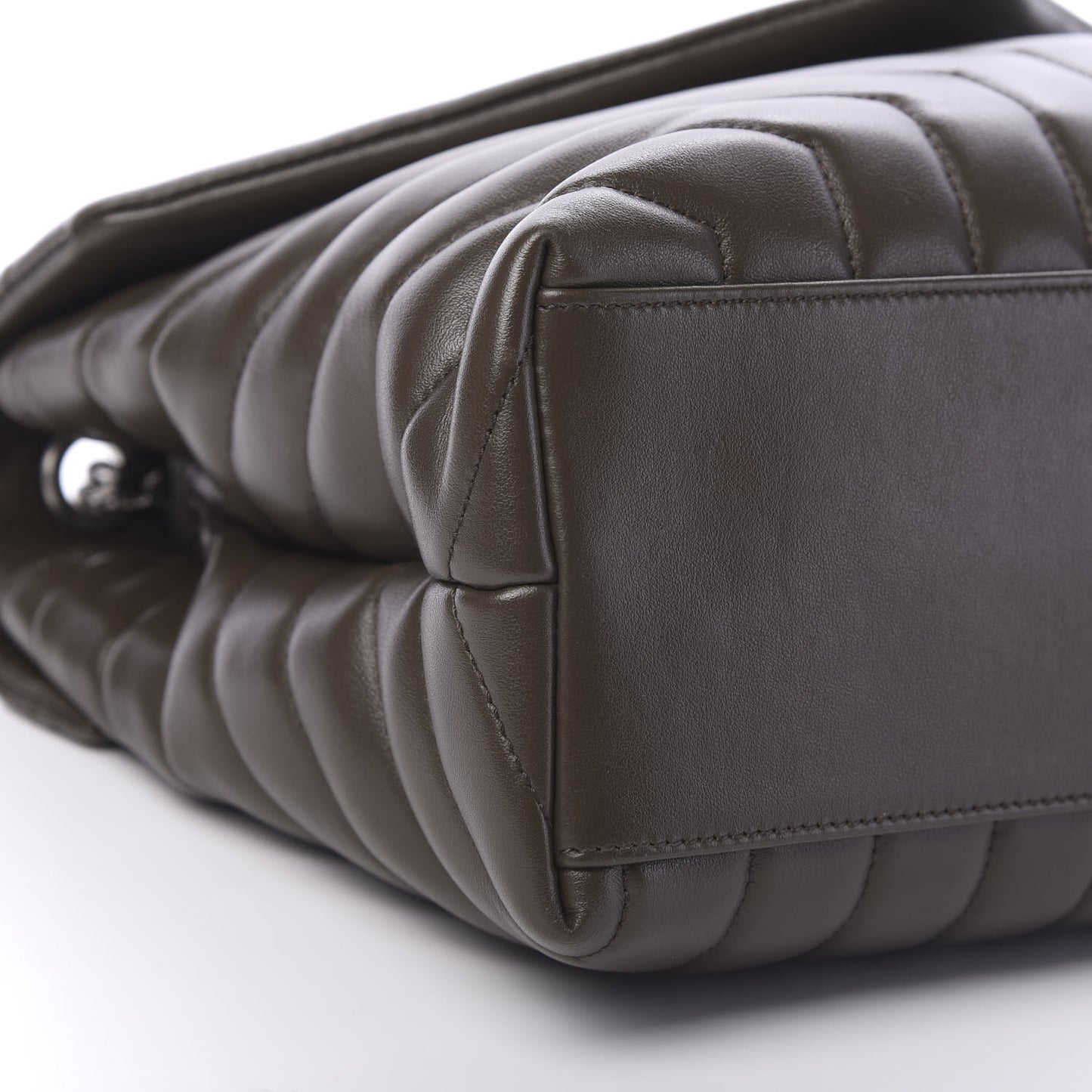 Calfskin Y Quilted Monogram Medium Loulou Chain Satchel Kaki Fonce