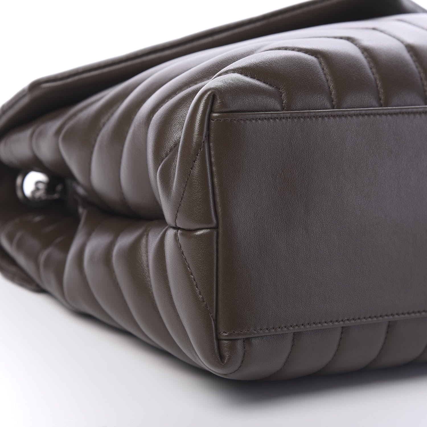 Saint Laurent Calfskin Y Quilted Monogram Medium Loulou Chain Satchel Kaki Fonce 7 of 11