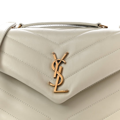 Saint Laurent Calfskin Y Quilted Monogram Small Loulou Chain Satchel Ivory 8 of 10