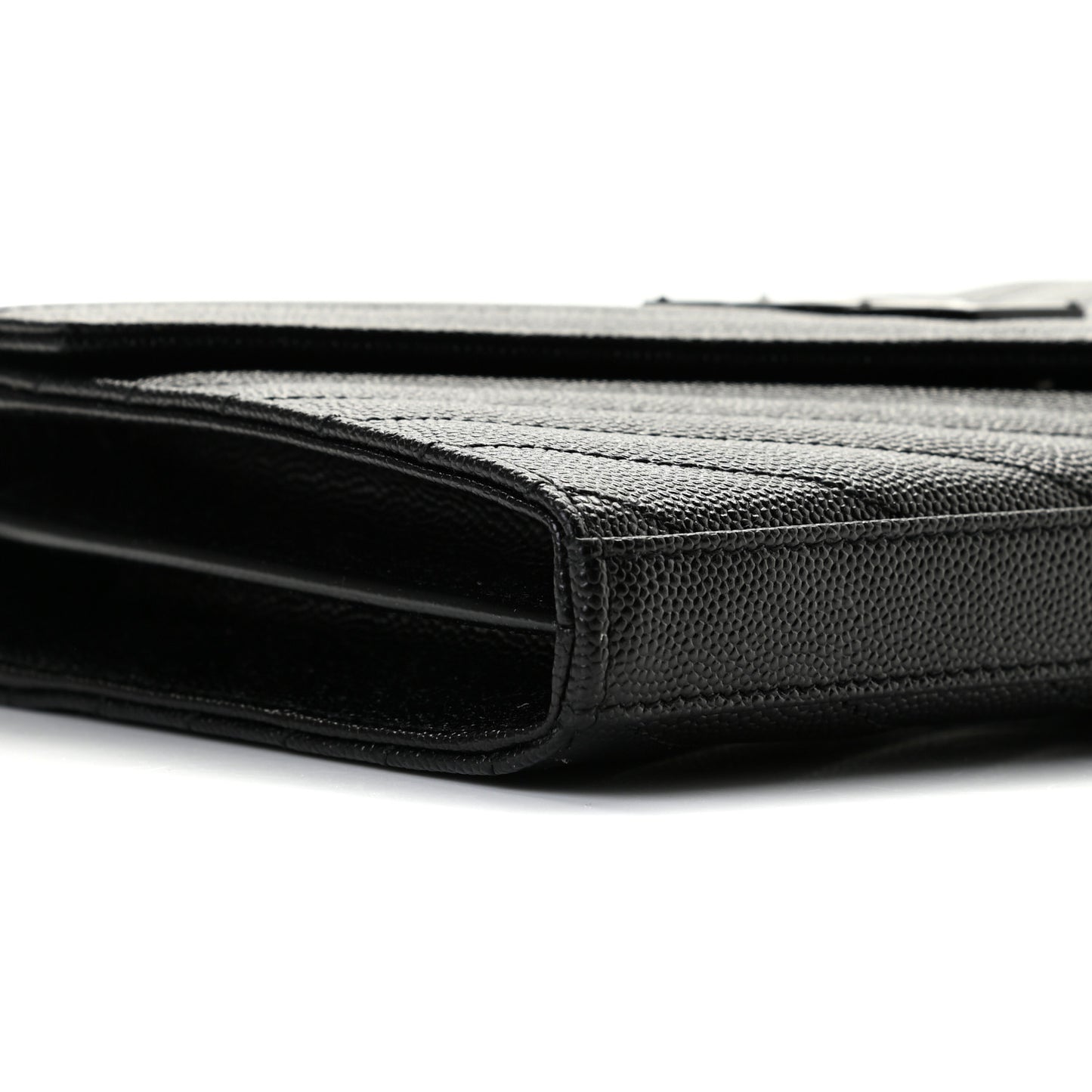 Grain De Poudre Matelasse Chevron Monogram Chain Wallet Black