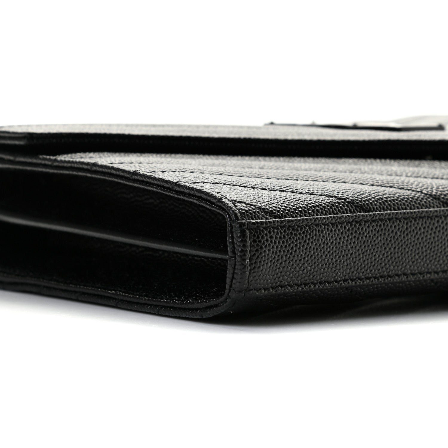Saint Laurent Grain De Poudre Matelasse Chevron Monogram Chain Wallet Black 8 of 10