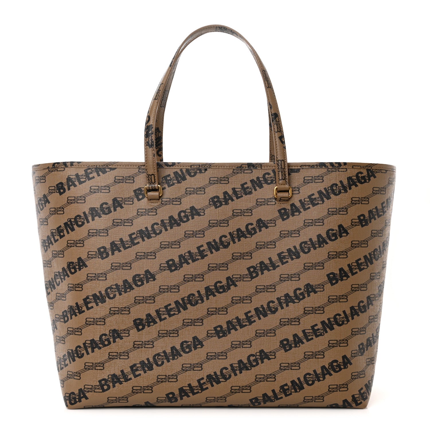 Balenciaga Coated Canvas BB Monogram Allover Logo Signature Tote Beige Brown Black 1 of 10