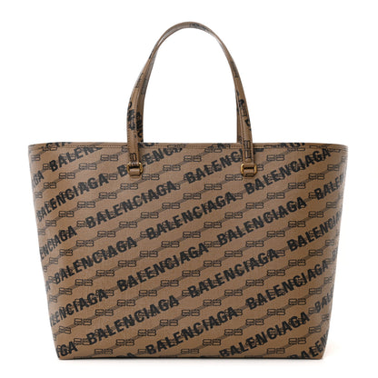 Balenciaga Coated Canvas BB Monogram Allover Logo Signature Tote Beige Brown Black 1 of 10