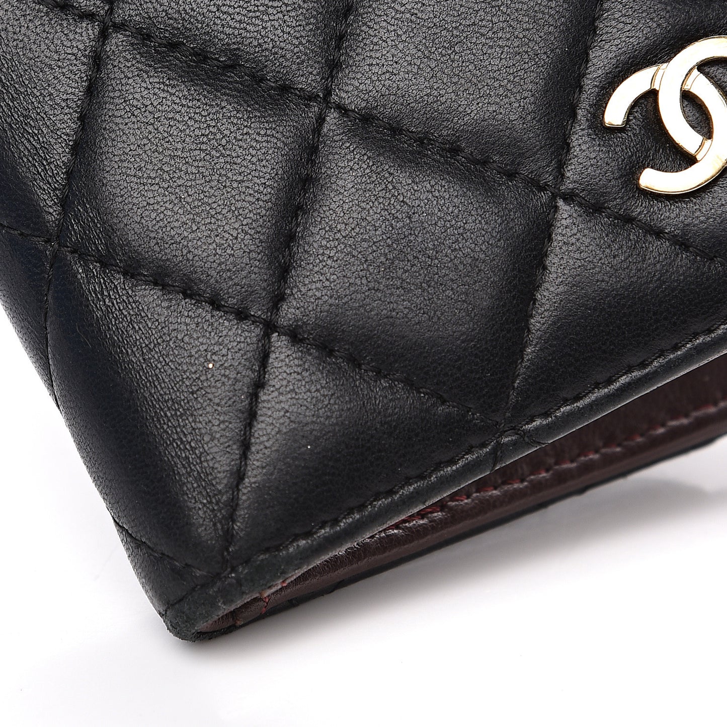 Lambskin Quilted Card Holder Wallet Black