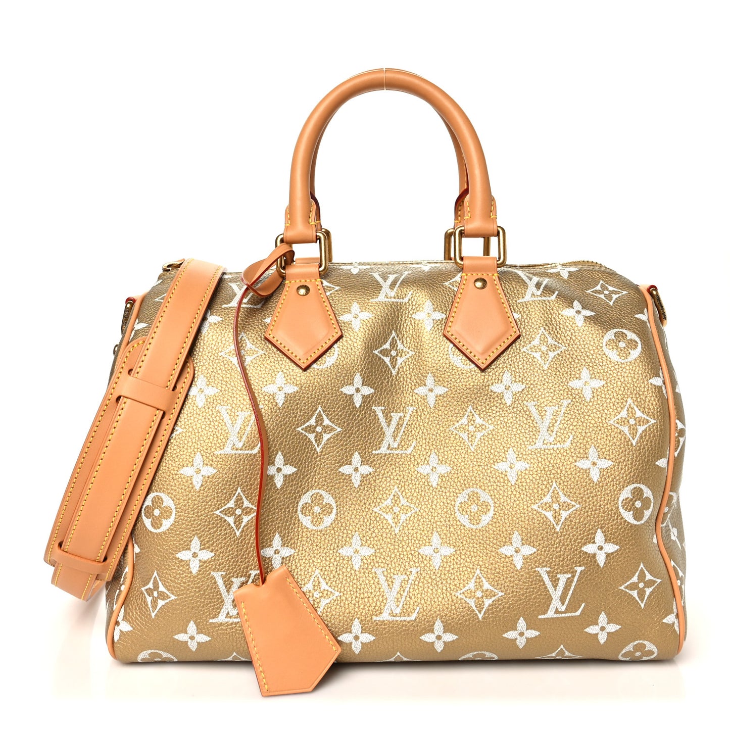 Metallic Calfskin Monogram Speedy P9 Bandouliere 30 Gold Kintsugi