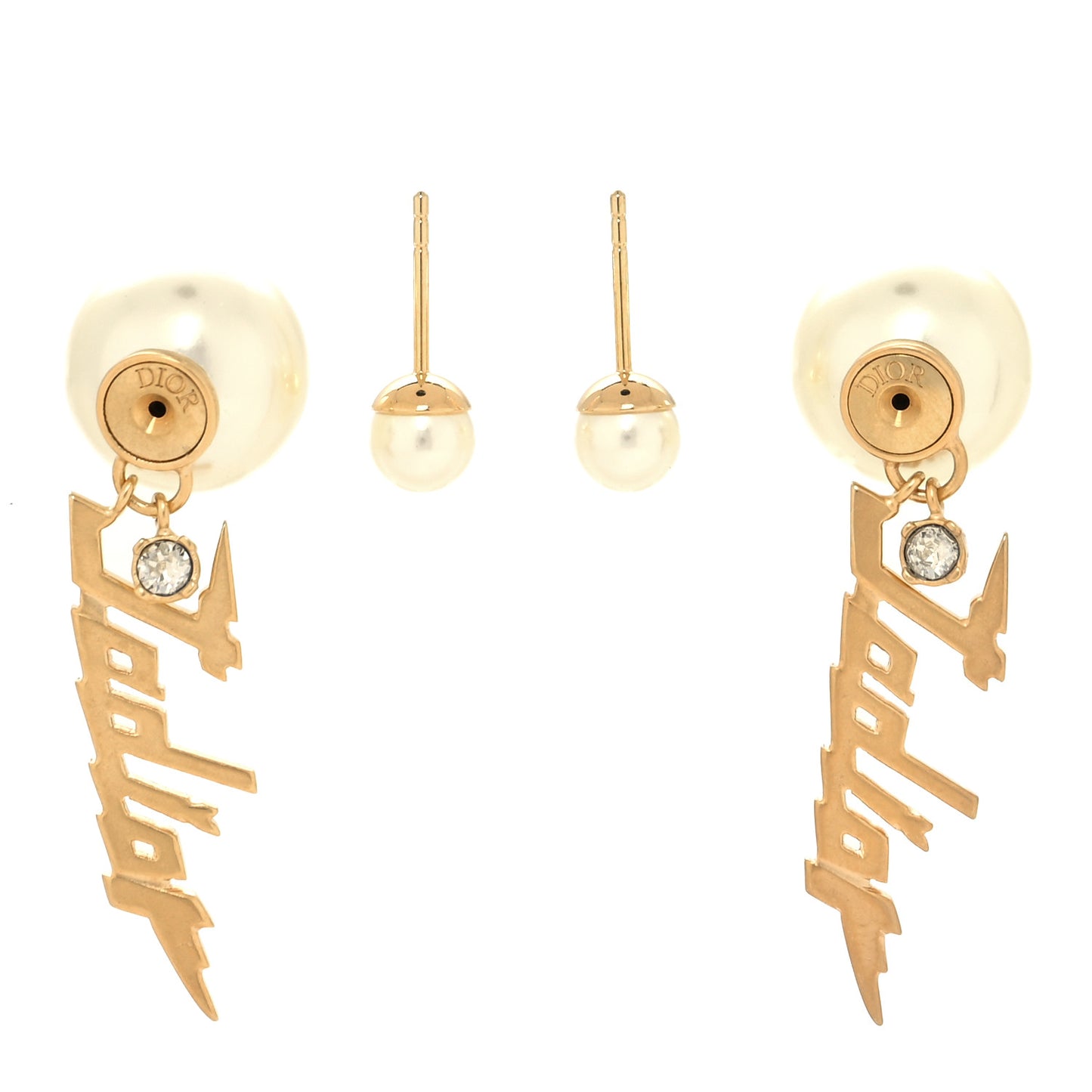 Pearl Crystal J'Adior Tribale Dangle Earrings Gold